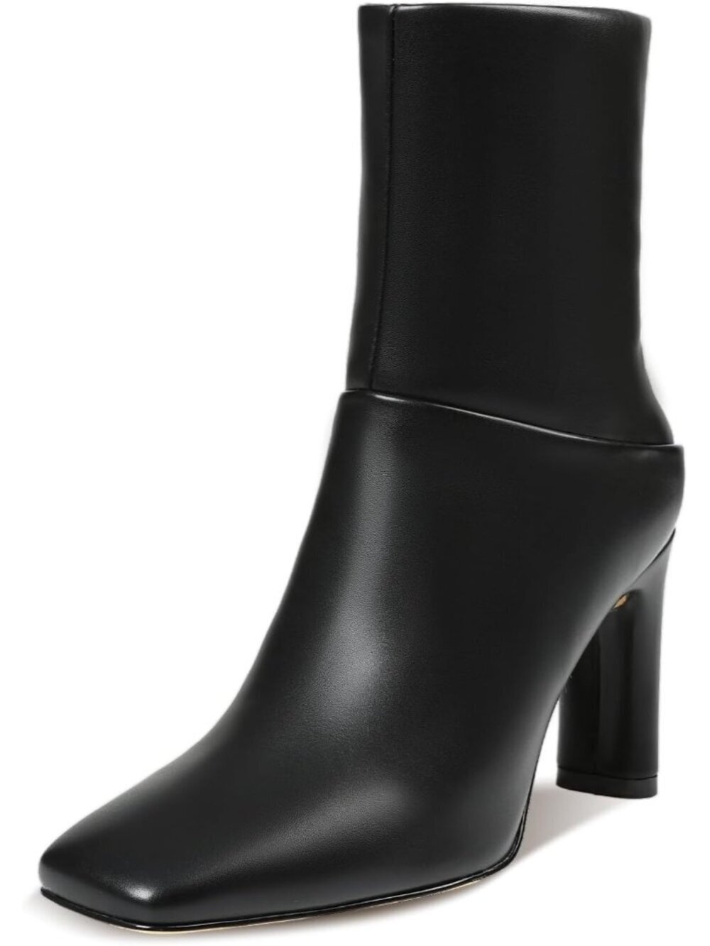 Women's Black Square Toe High Heel Block Mid Calf Fashion Side Zipper Ankle Boot